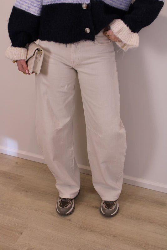 Mid waist - barrel jeans - beige