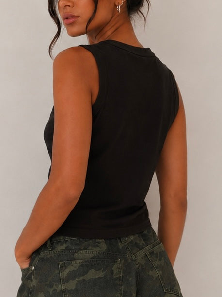 Halter top met studs - bruin