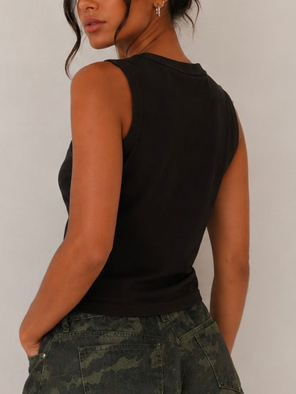 Halter top met studs - bruin