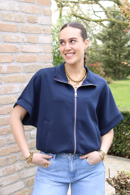 Top/vest met rits - donkerblauw