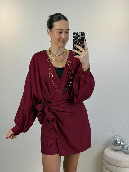 Overslag playsuit - bordeaux