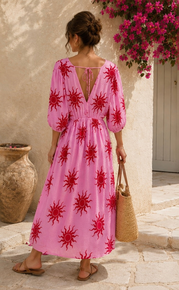 Zonnen jurk - roze rood