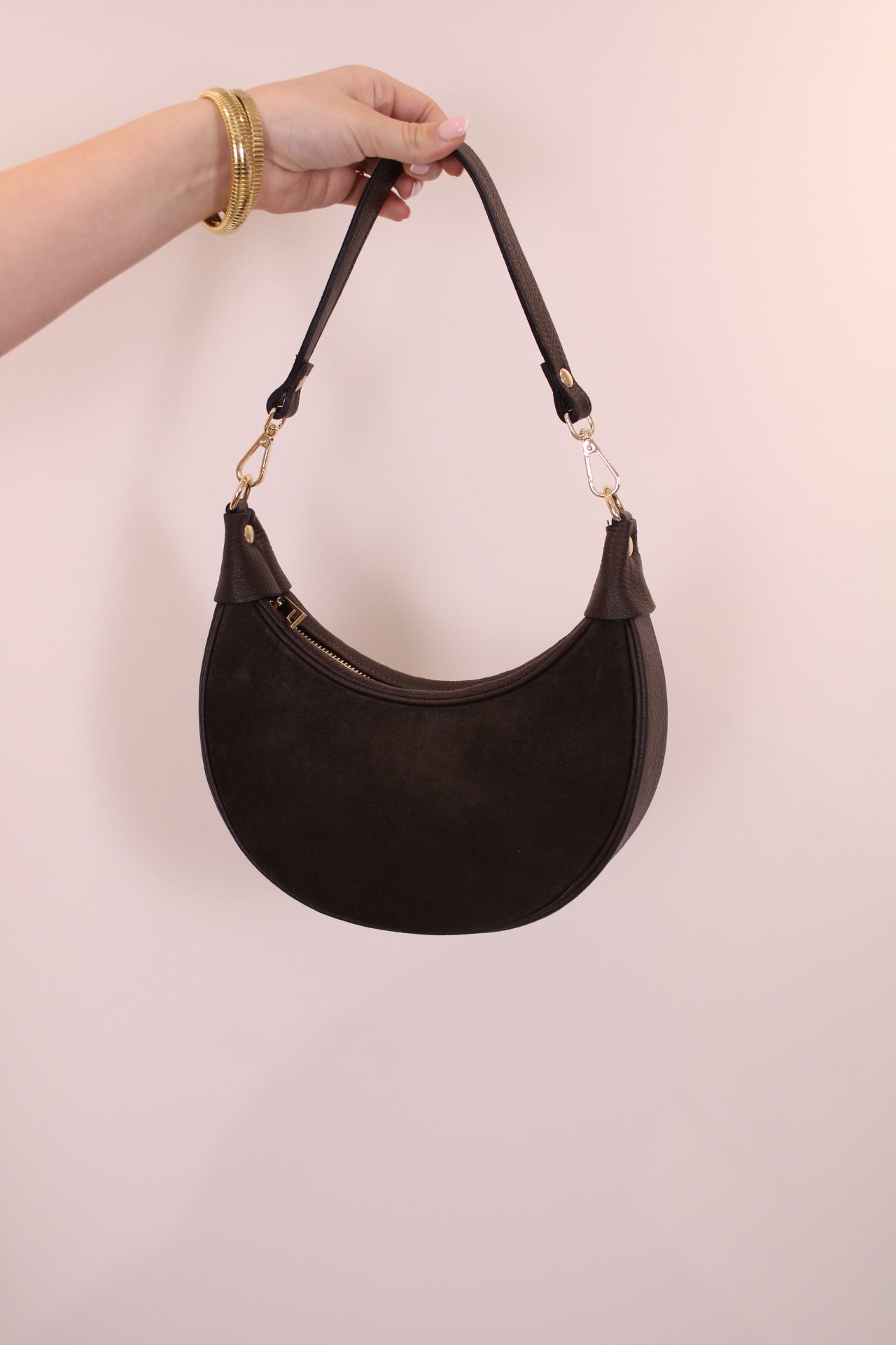 Leren tas Kyra | Bruin suede - At Styles