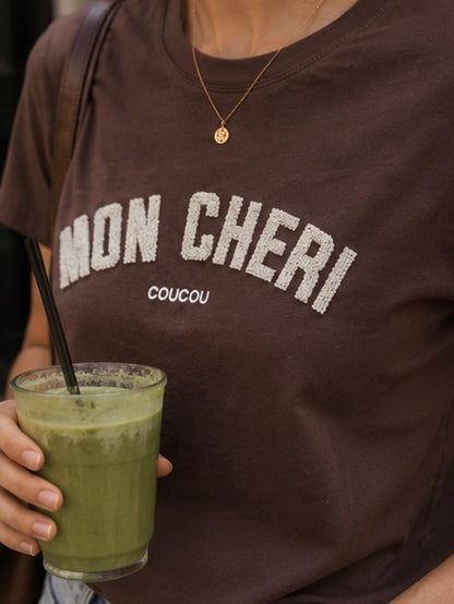 Shirt 'mon cheri' - bruin