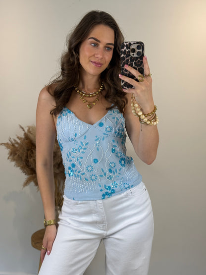 Pailletten top - blauw
