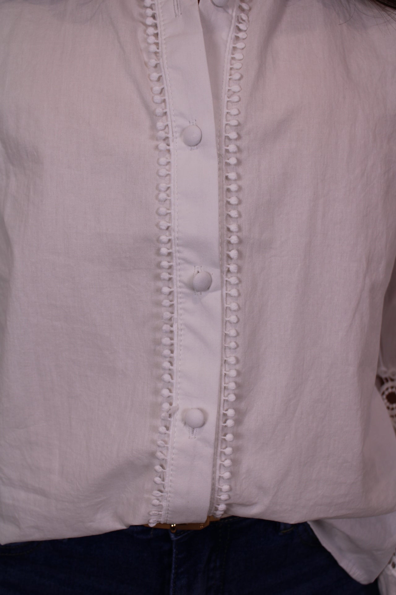 Blouse met broderie detail - wit