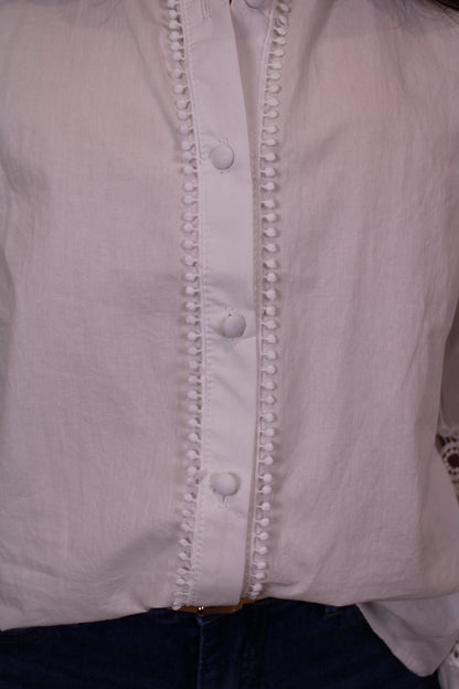 Blouse met broderie detail - wit