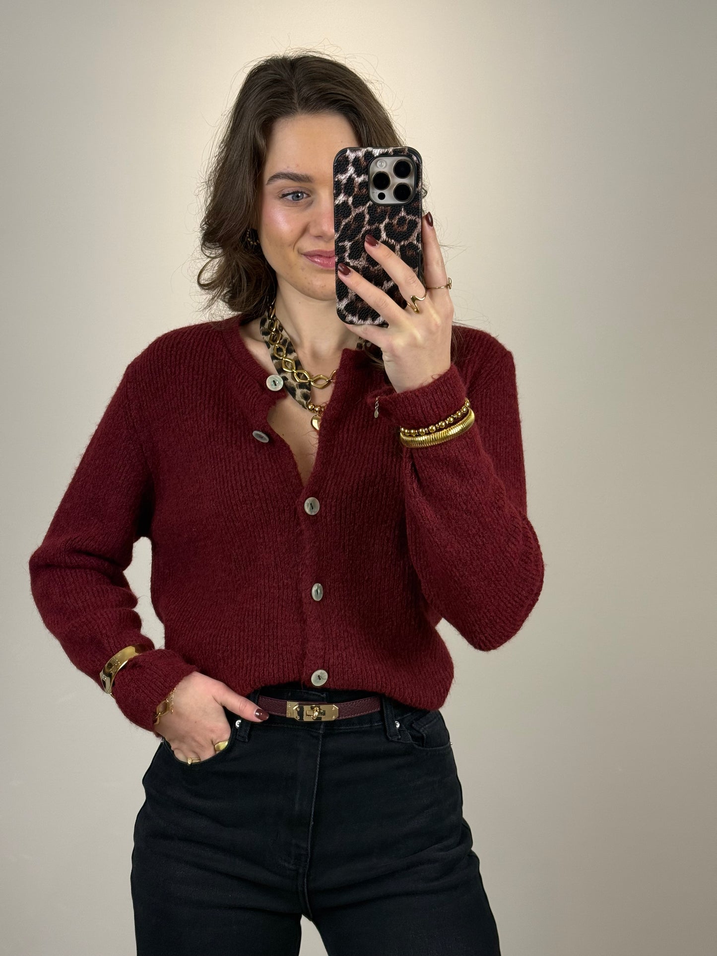 Cozy top/vest lange mouw - bordeaux