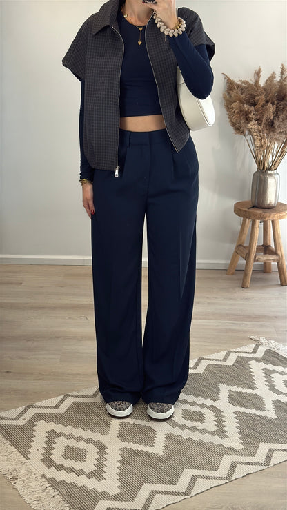 Wide leg pantalon - blauw
