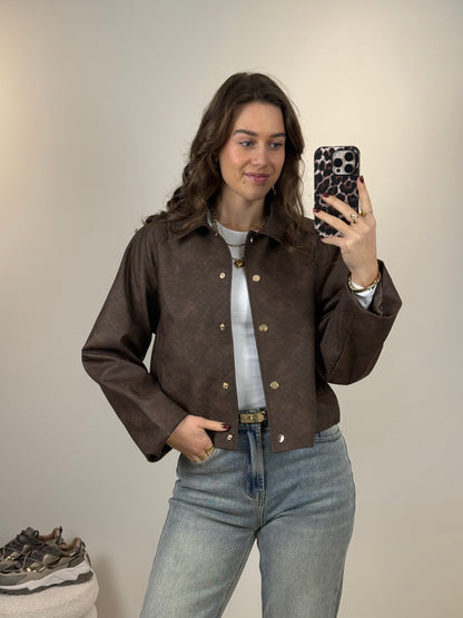 Gevlochten bomber jasje - bruin