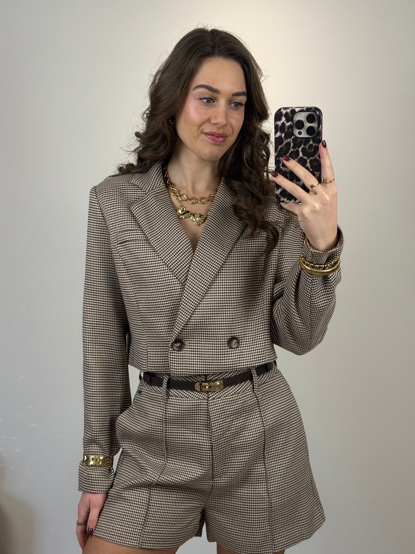 Geruite blazer - bruin