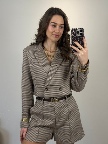 Geruite blazer - bruin