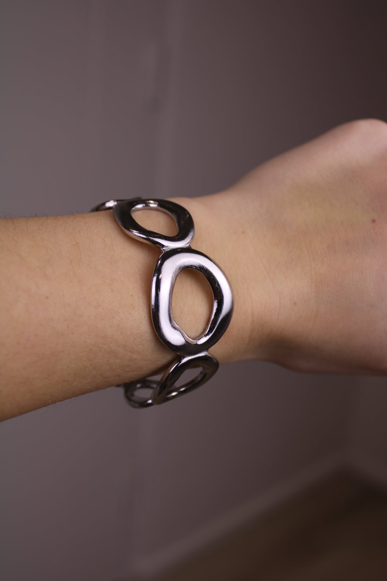Ovale bangle armband - zilver
