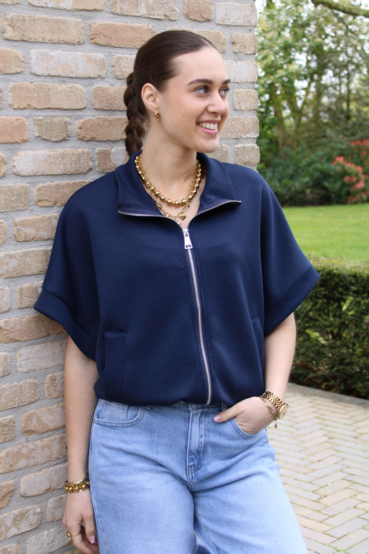 Top/vest met rits - donkerblauw