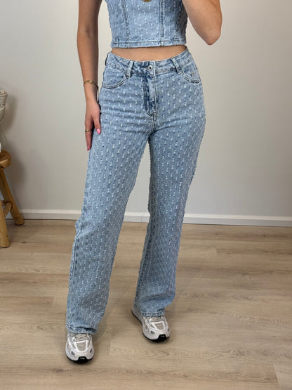 Mid waist - straight leg jeans - lichtblauw