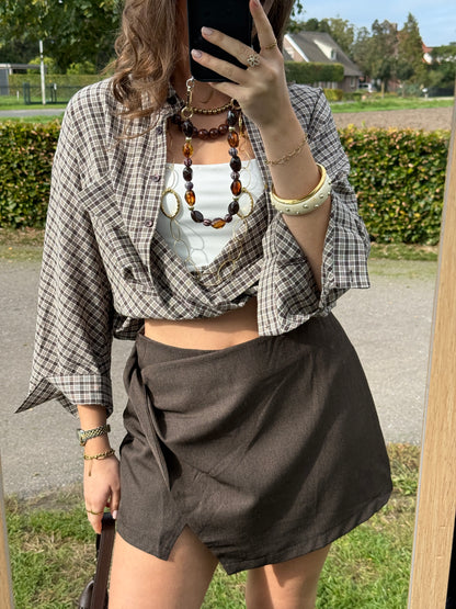 Broekrokje/skort met draaidetail - bruin