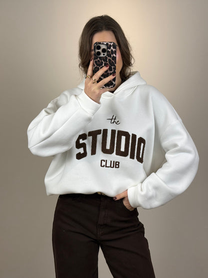 Fleece hoodie/trui Studio - wit