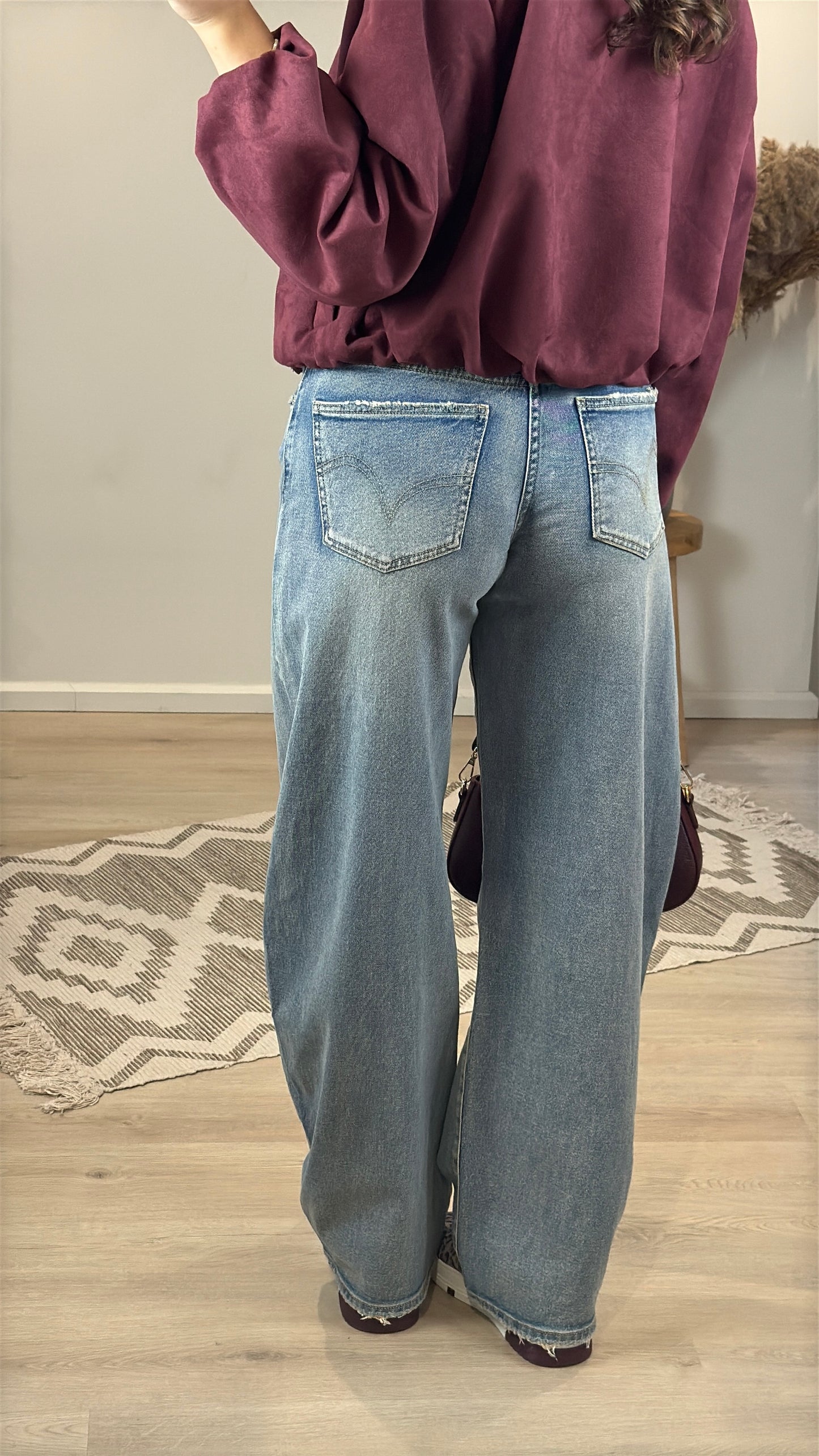 Mid waist - barrel jeans - washed denim