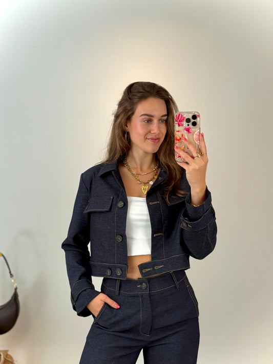 Stretch jasje - dark denim