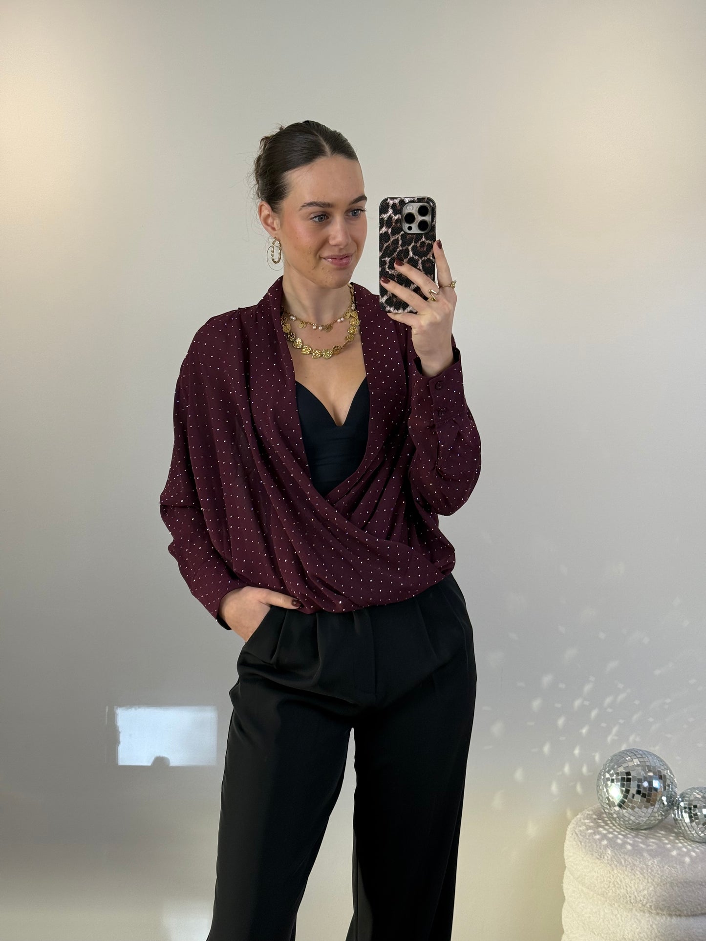 Strass blouse - bordeaux