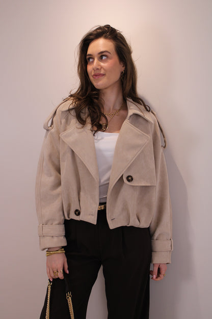 Cropped trenchcoat jasje - beige - At Styles