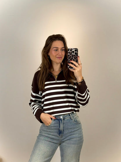 Zipper trui - bruin