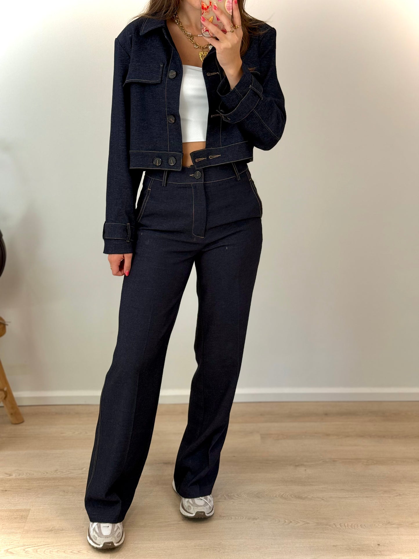 Stretch jasje - dark denim
