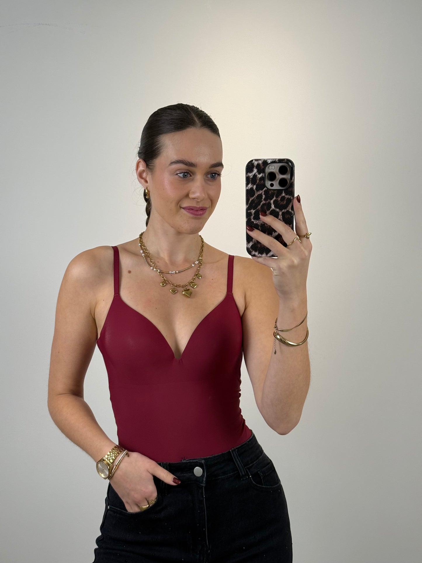 Seamless shaping body met cups - bordeaux