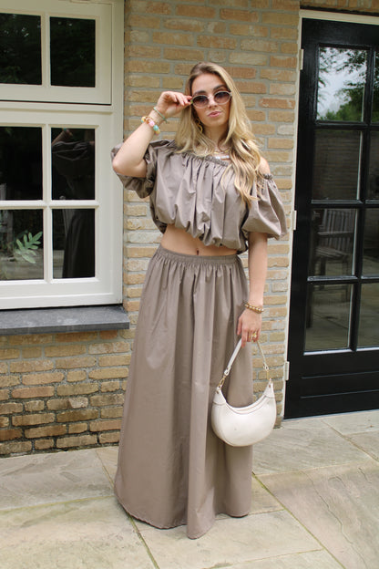 Off shoulder top - taupe