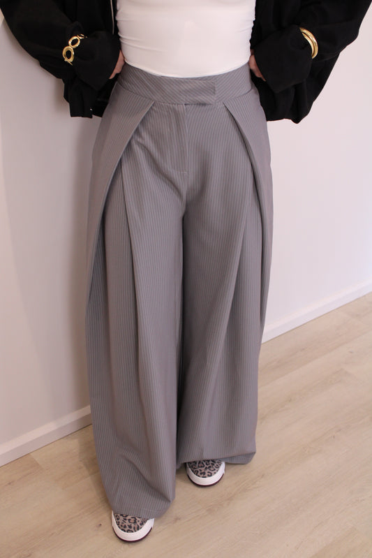 Plooi pantalon broek - grijs