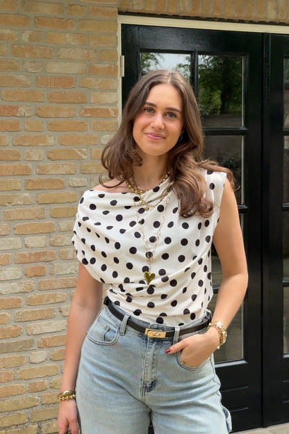 Polkadot top - wit