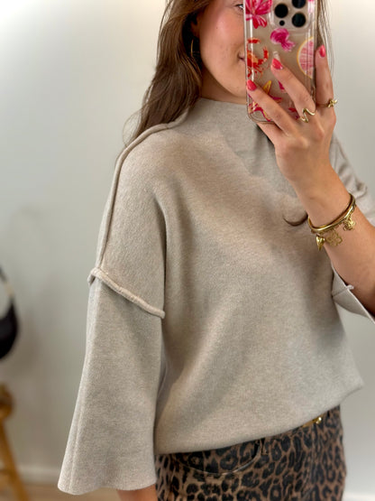 Top driekwart met naad - beige