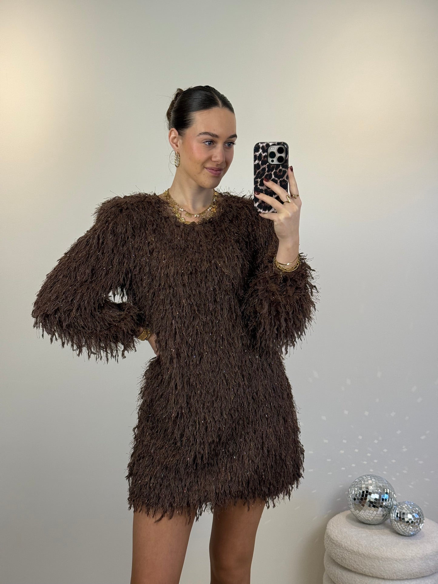 Franjes jurk - bruin