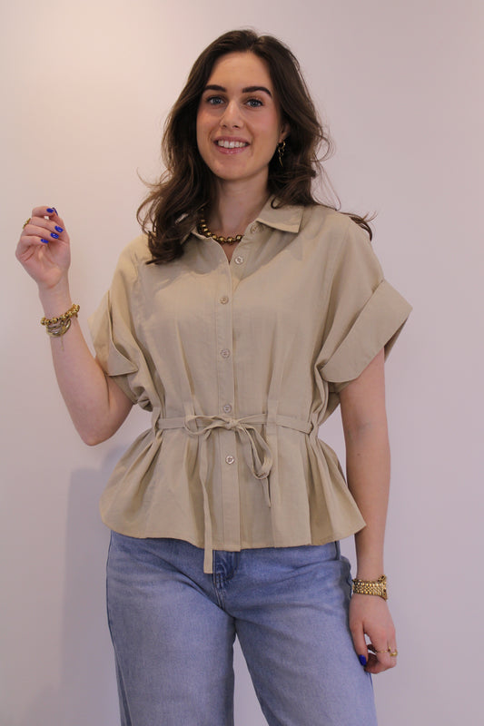 Blouse met riempje - beige