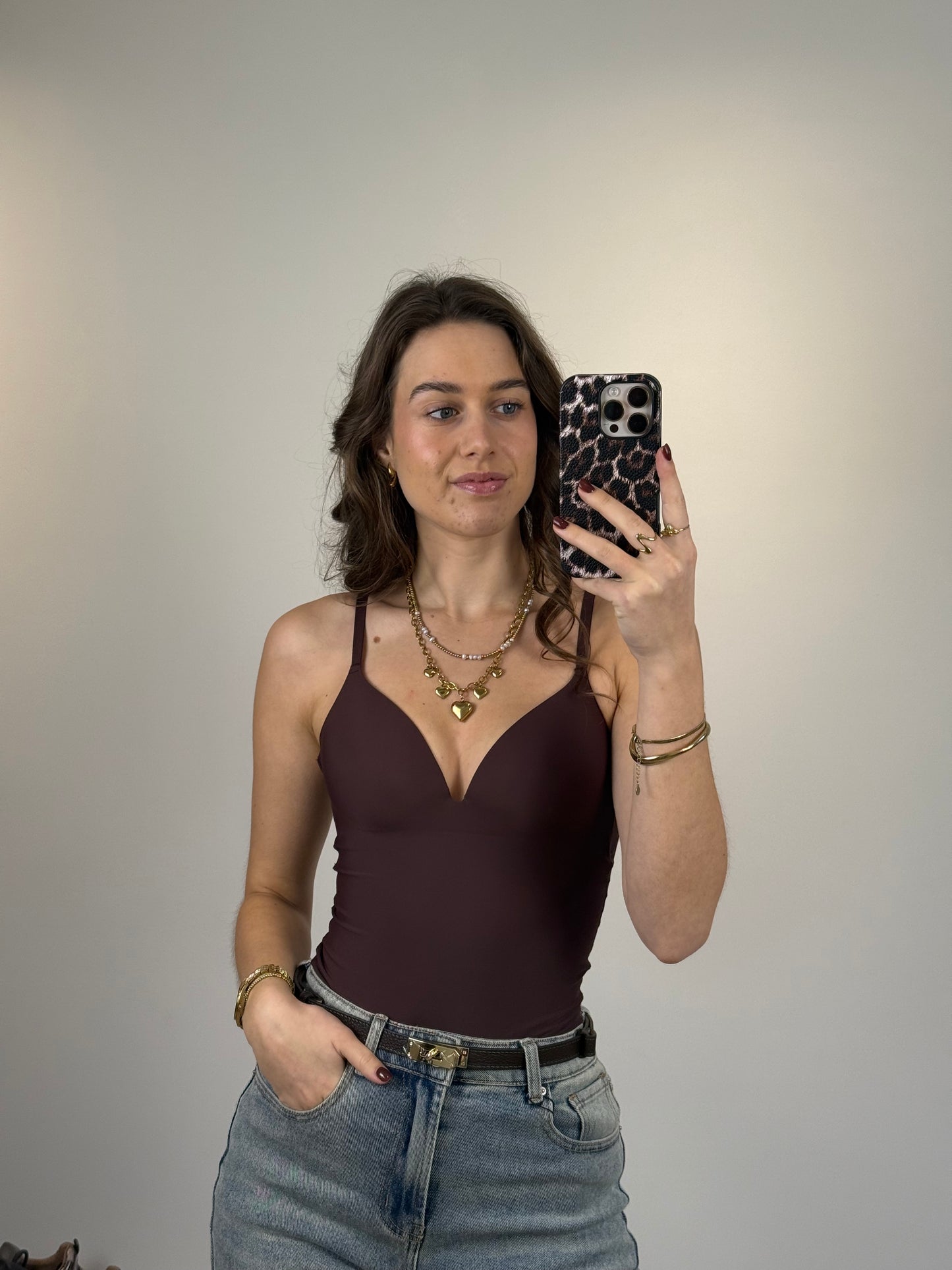 Seamless shaping body met cups - bruin