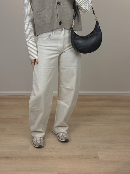 Mid waist - barrel jeans - beige