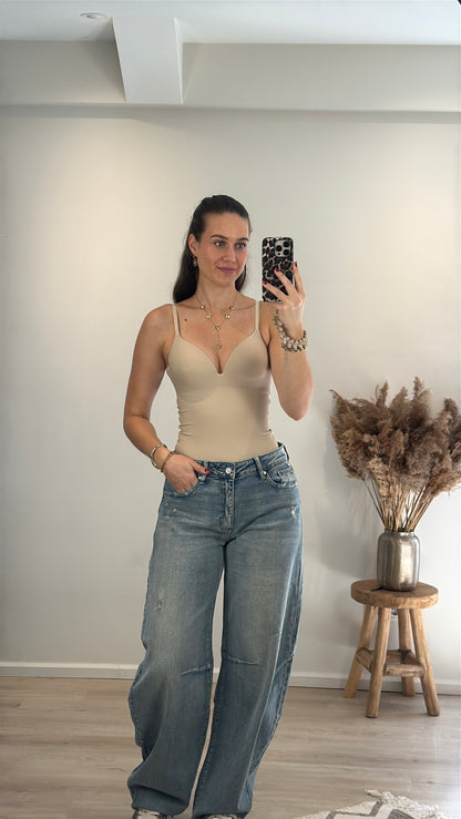 Seamless shaping body met cups - beige