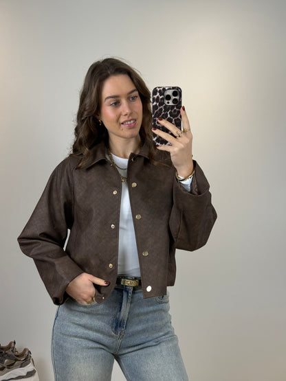 Gevlochten bomber jasje - bruin