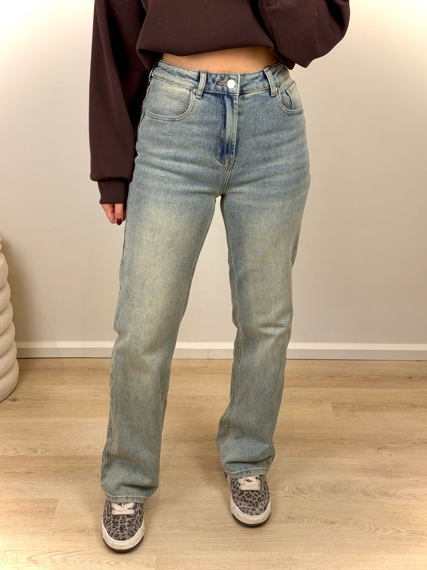 High waist - straight leg stretch jeans - denim