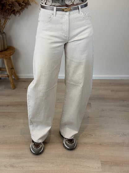 Mid waist - barrel jeans - beige - At Styles