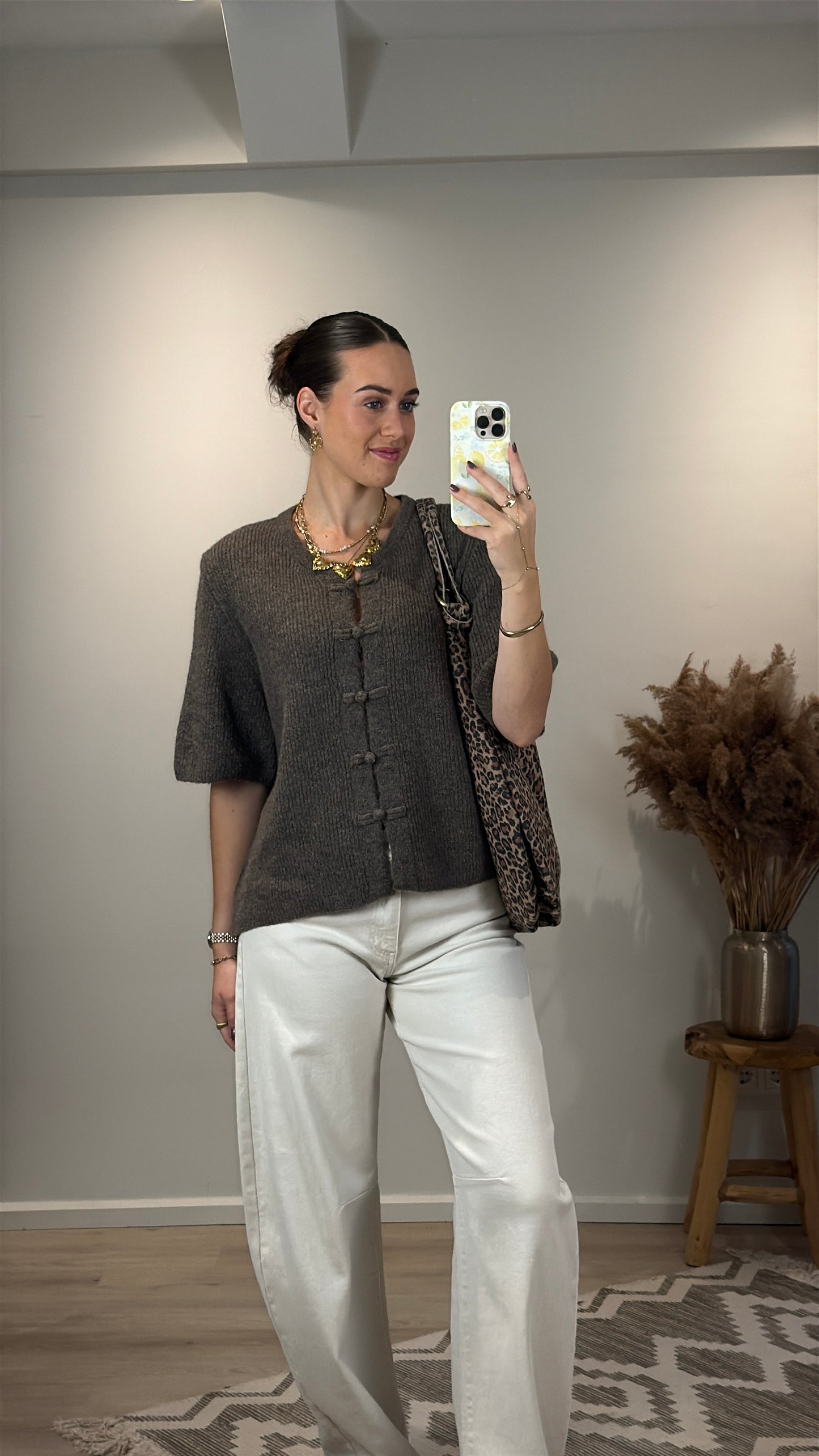 Cozy mandarin top - bruin