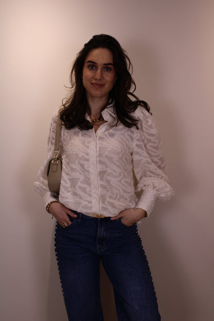 Blouse met ballon mouw - creme