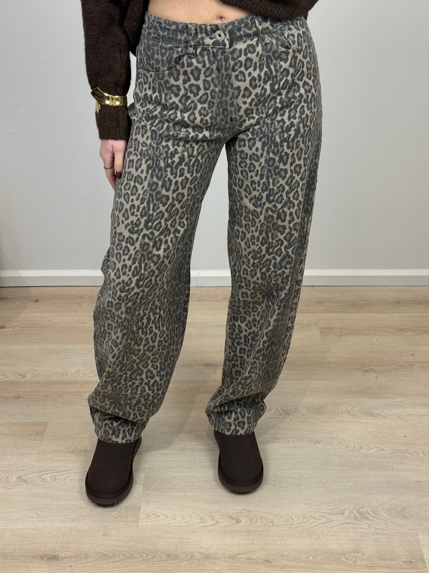 Mid waist - balloon stretch jeans - panter