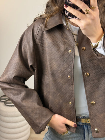 Gevlochten bomber jasje - bruin