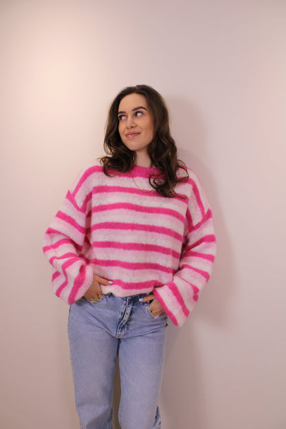 Gestreepte trui - roze