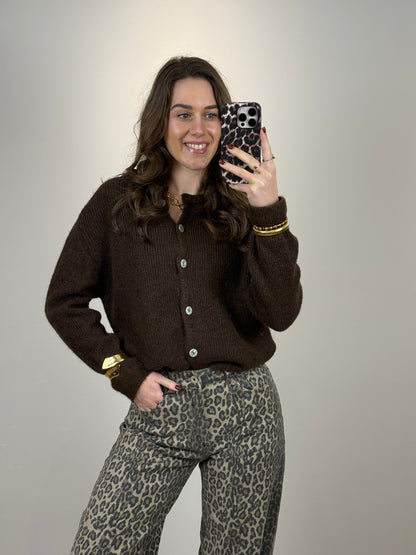 Cozy top/vest lange mouw - bruin