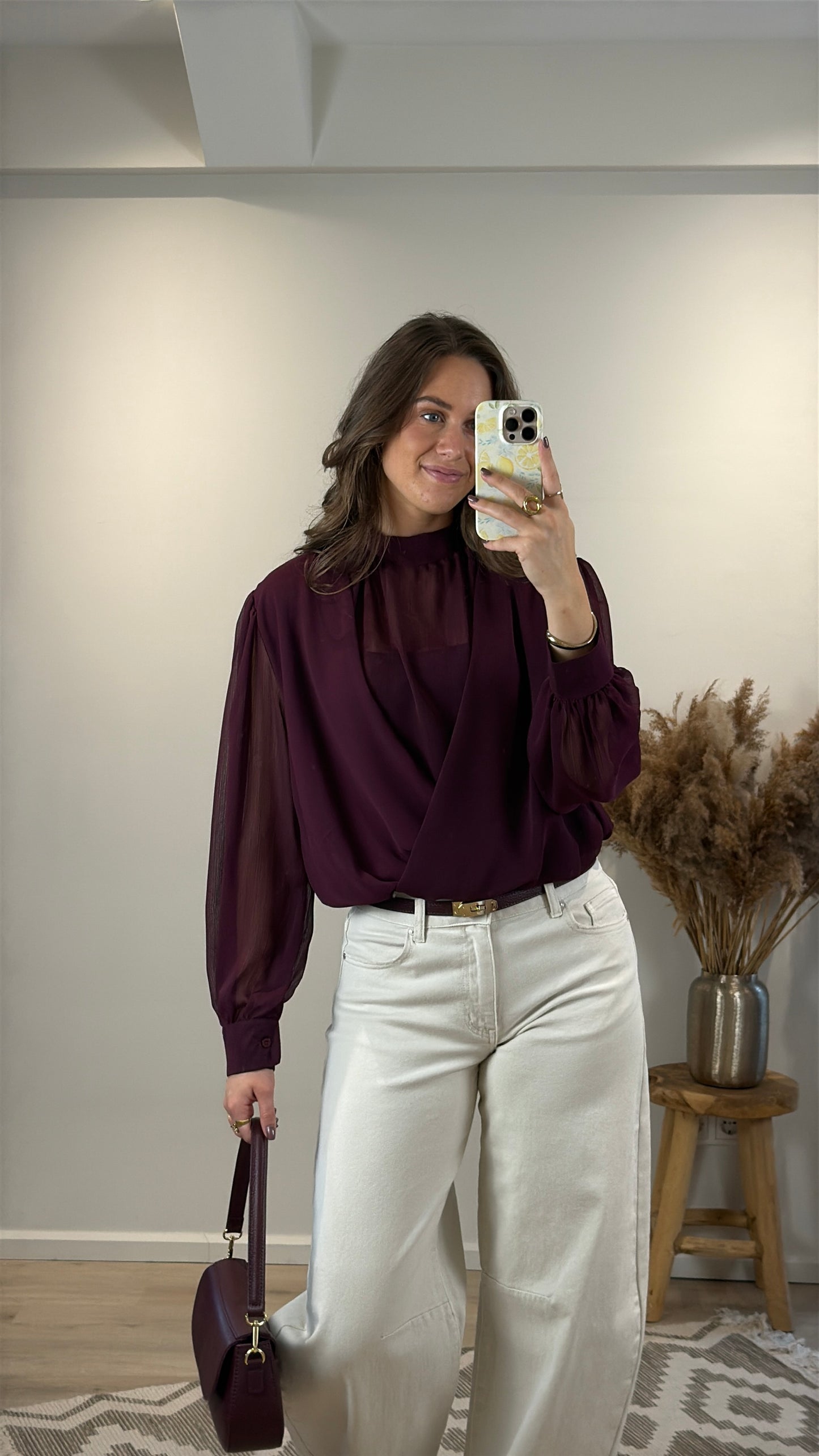 Overslag top - bordeaux