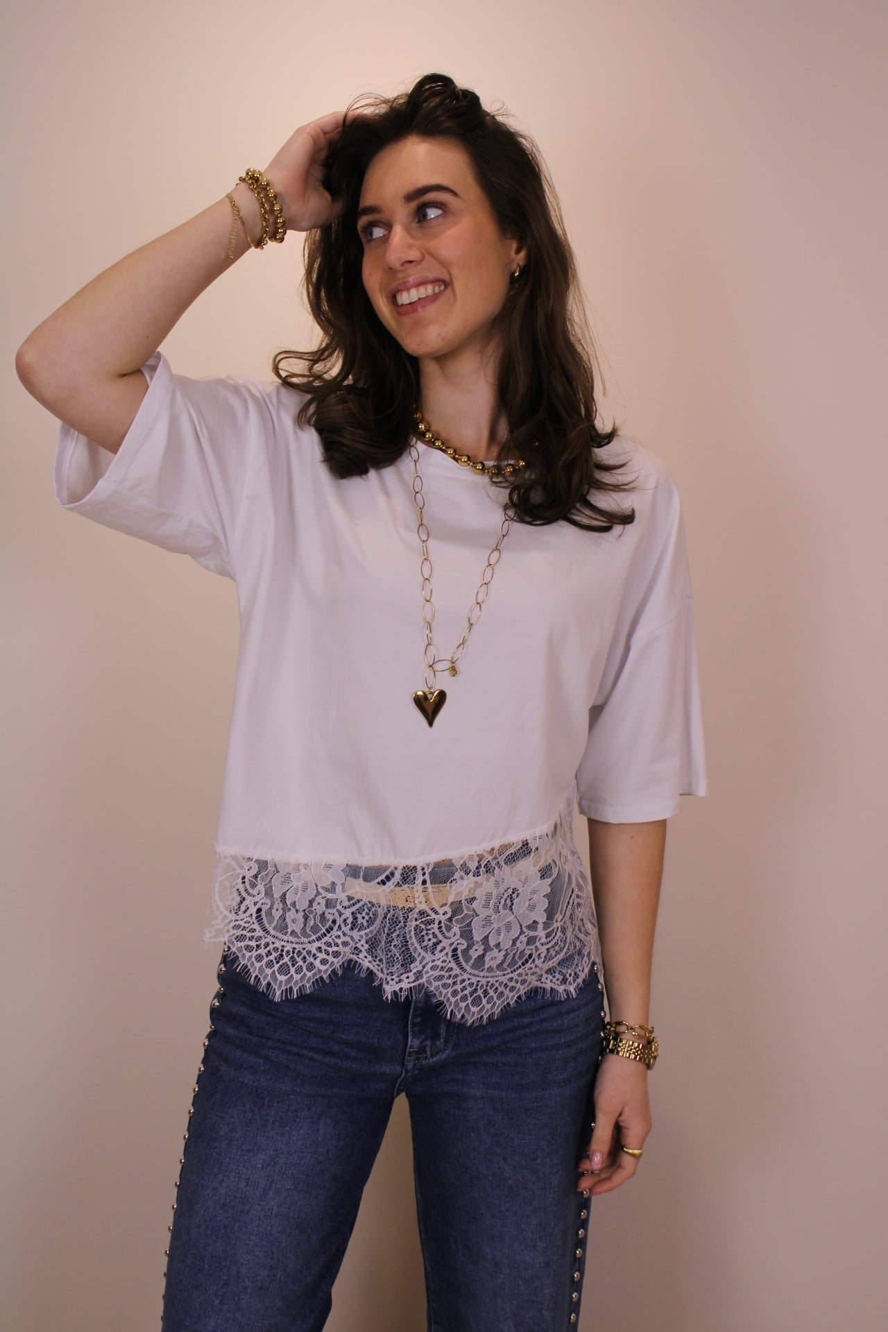 Shirt met kant - wit