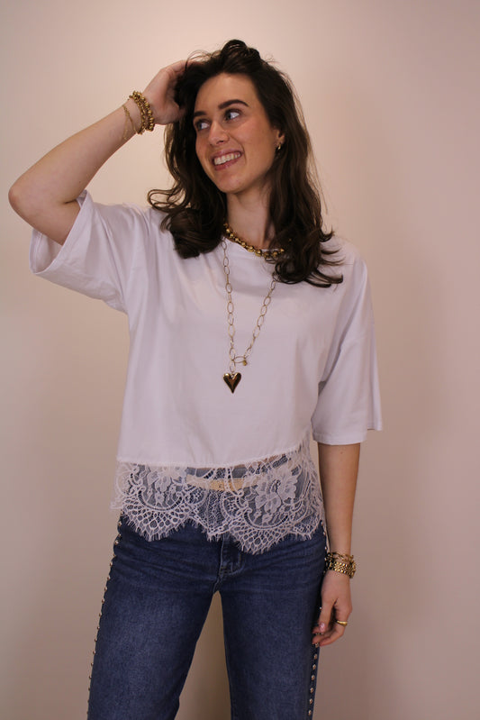 Shirt met kant - wit