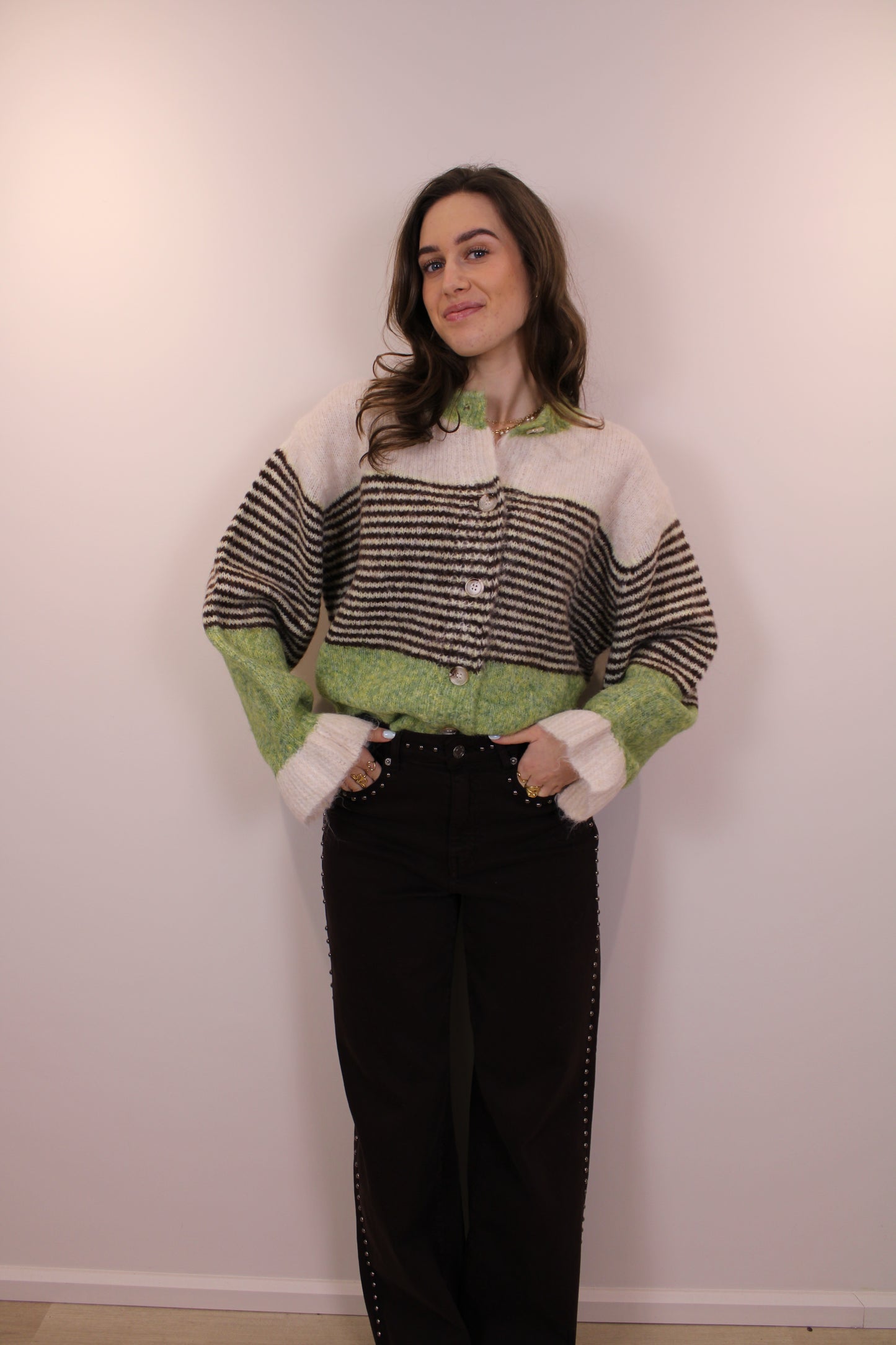 Trui met ruffles - groen